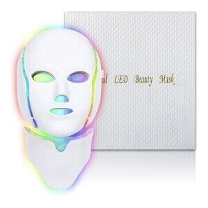 Led Face Mask Light Therapy, Red Light Therapy for Face and Neck, 7-1 Colors LED